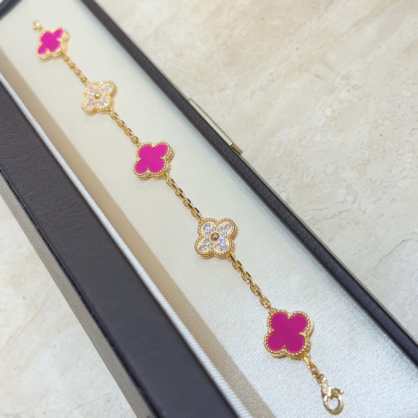 Van Cleef & Arpels Magic Alhambra Pink Enamel Bracelet